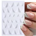Adesivi per unghie con linee glitter argento e blocchi geometrici bianchi mod STZ-CS068 - Linee Geometriche Glitterate Bianco Argento (STZ-CS68)