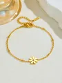 Detailed view of a gold daisy pendant necklace made of stainless steel with crystal core - Little Daisy Bracelet (S4095) / Gold