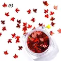 Decorazione nail art con glitter a foglia d'acero rossi in un vasetto quadrato trasparente - Rosso Metallico (03)
