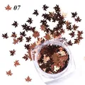 Paillettes per unghie a foglia d'acero marrone bronzo per decorazioni di nail art autunnali - Bronzo Marrone Scuro (07)
