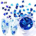 Paillettes unghie a foglia di acero blu con finitura metallica per nail art n. 09 - Sfumato Blu (09)