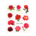 Adesivi per nail art STZ-982 con motivi botanici di peonie nei colori rosso e rosa - Stile Floreale Rosso e Rosa (STZ-982)