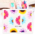 Adesivi per unghie con margherite colorate rosa e blu per decorazioni nail art pro - Stile Floreale Colorato (STZ-983)