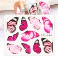 Adesivi per unghie con farfalle rosa e rosso porpora modello STZ-984 per manicure - Stile Farfalla Rosa e Rosa (STZ-984)