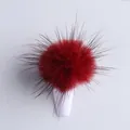 Pom pom per unghie in peluche rosso scuro con peli neri e base magnetica - Borgogna