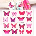 Adesivi per unghie farfalla rosa STZ-986 con 16 motivi vivaci per manicure - Stile Farfalla Rosa (STZ-986)