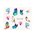 Set di adesivi per unghie con farfalle e fiori in stile acquerello colorato STZ-995 - Stile Farfalla e Fiori Acquerello (STZ-995)