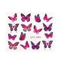 Adesivi per unghie farfalla rosa e viola STZ-999 con motivi di ali realistici - Stile Farfalla Viola e Nera (STZ-999)