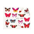 Adesivi per unghie con farfalle colorate in rosso, rosa e viola, modello STZ-1000 - Stile Farfalla Multicolore (STZ-1000)