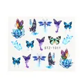 Adesivi per unghie con farfalle colorate e rose blu modello STZ-1011 per manicure - Stile Farfalla e Rosa Blu (STZ-1011)