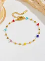 Detalle de las cuentas de colores y la cadena de acero inoxidable dorado con cierre - Pulsera Corazón Multicolor (s4006) / Dorado