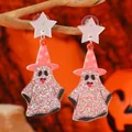 Orecchini a fantasma per Halloween con cappello rosa e finitura glitter - Stile Fantasma Cappello da Mago Rosa / Rosa