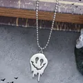 Melting smiley face pendant necklace in silver finish with a stylish ball chain - Dark Lava Fluid Smiley Pendant (WXL638)
