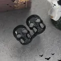 Anillo de dedo doble de calavera negra punk gótico para hombre, accesorio de Halloween - Estilo de Calavera Doble (wr550 Negro Electroforético)