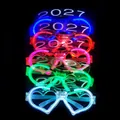 Set of 2027 heart-shaped LED glowing party glasses in blue red green and pink colors - 2027 Cold Light Heart-shaped Glasses
