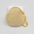 Yellow round plush coin purse with a soft fuzzy texture and matching hanging hook - 8.5cm / Light Yellow