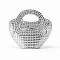 Silberne Handtasche aus Acryl mit gewebter Textur und schickem metallischem Glanzeffekt - Silber