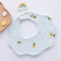 Cotton baby bib with pineapple print and scalloped edges in light mint green color - 6-layer Petal Surround - Mini Pineapple