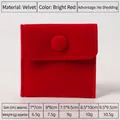 Red velvet jewelry pouch size chart with five dimensions and weights for ring storage - Velvet - Bright Red; 8.5*10cm
