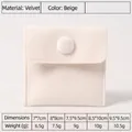 Beige velvet jewelry pouch size chart with snap button closure for rings and necklaces - Velvet - Off-white; 8.5*10cm