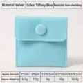 Tiffany blue velvet jewelry pouch with snap button and detailed size chart - Velvet - Tiffany Blue; 8.5*10cm