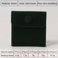 Dark green velvet jewelry pouch with snap button and size guide for rings and necklaces - Velvet - Dark Green; 7*7cm