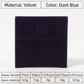 Navy blue velvet jewelry pouch with snap button and size specifications overview - Velvet - Dark Blue; 7*7cm