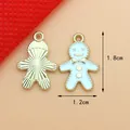 Gingerbread man DIY charm in gold metal and white enamel finish, 1.8cm height - White Gingerbread Man (1.2cm x 1.8cm)
