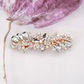 Elegant rose gold flower hair clip with sparkling rhinestones and crystal teardrops - Crape Myrtle White
