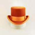 Classic orange wool felt top hat with elegant satin ribbon on a display stand - Orange