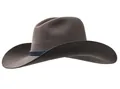 Detailed close-up of dark grey wool felt fedora showing textured ribbon band and smooth surface - One Size / Gray