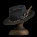 Dunkelbrauner Wollfilzhut mit Schlangenlederkette und Schädel-Detail im Western-Stil - Einheitsgröße / Schwarz (Nicht Verwittert)