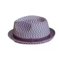 Classic purple and beige woven fedora hat with a stylish dark purple wide ribbon band - Purple Gray Mixed (3)
