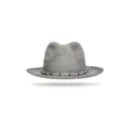Fashionable grey woven straw fedora hat for outdoor sun protection with decorative rope - Gray