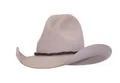 Detail van wollen vilt cowboyhoed in grijs met een donkerbruine gevlochten touwband - Beige
