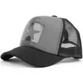 Star pattern trucker hat with grey front and black mesh back for summer outdoor wear - Adult 56-60cm Adjustable / Gray Cap with Black Brim