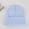 Classic light blue knit beanie with folded cuff for winter warmth and minimalist style - Sky Blue