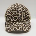 Pferdeschwanz-Baseballkappe mit Leopardenmuster und atmungsaktivem Mesh für den Sommer - M (56-58cm) / Leopardenprint
