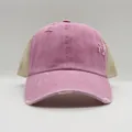 Vintage-Baseballcap für Pferdeschwanz in Lila mit Distressed-Effekt und Mesh - M (56-58cm) / Rosa