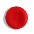 Top-down macro view of a vibrant red wool beret showing plush texture and center stalk - Kids 48-52CM / Red