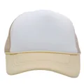 Minimalist mesh trucker hat with white front panel and khaki brim for sun protection - M (56-58cm) / Beige + White