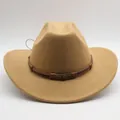 Klassischer Western-Cowboyhut aus Wollfilz in Camel mit Lederband und Bronze-Totenkopfdekor - M (56-58cm) / Khaki