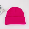 Bright magenta ribbed knit beanie with rolled cuff for winter warmth and style - Rose Red