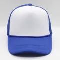 Gorra trucker clásica de malla azul y blanca con panel frontal blanco y cuerda decorativa - Azul Real + Blanco