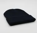 Classic dark navy knit beanie with wide cuffed rim for autumn and winter outdoor wear - Navy Blue