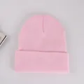 Classic pink knitted beanie with a wide fold-over cuff for autumn and winter warmth - Light Pink