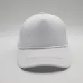 Minimalist all-white trucker hat with sponge front, mesh back, and decorative rope detail - All White