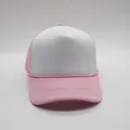 Pink and white mesh trucker hat with decorative rope and breathable back panel - Pink + White