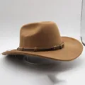 Classic dark camel felt cowboy hat featuring a braided band and star metal charm - M (56-58cm) / Dark Khaki