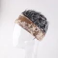 Kurze graue Perücke Beanie mit USMC Wüsten-Digitaltarnband und lockigem Haar - M (56-58cm) / Digital Gelb + Grau (USMC)